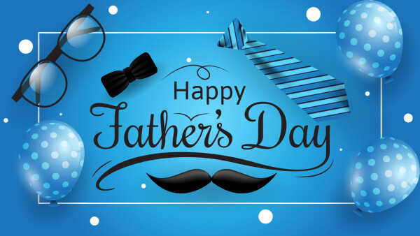 happy father s day background with glasses tie and mustache on blue background suitable for greeting card banner poster etc illustration vector
